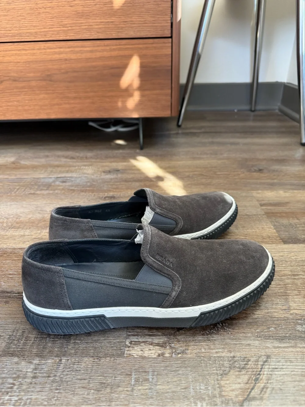 Prada Men’s Gray Suede Loafers Size 6.5